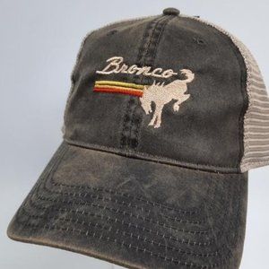 Bronco Relaxed Trucker Mesh Snapback Hat Cap Embroidered Brown Tan 4x4 Ford Out